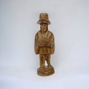 Vtg Barefoot Man Hand Carved Wood Figurine Sculpture 5.5" Tall Shelf Decor